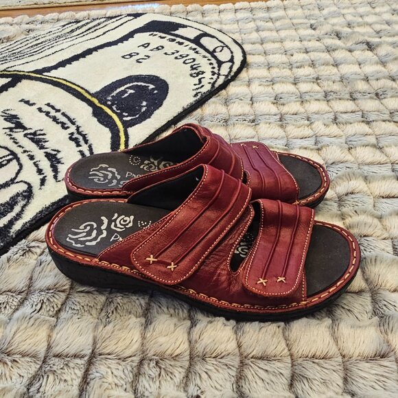 Propét Leather Sandals Red leather June Slide Sandals Women's size 8.5 - Picture 2 of 7